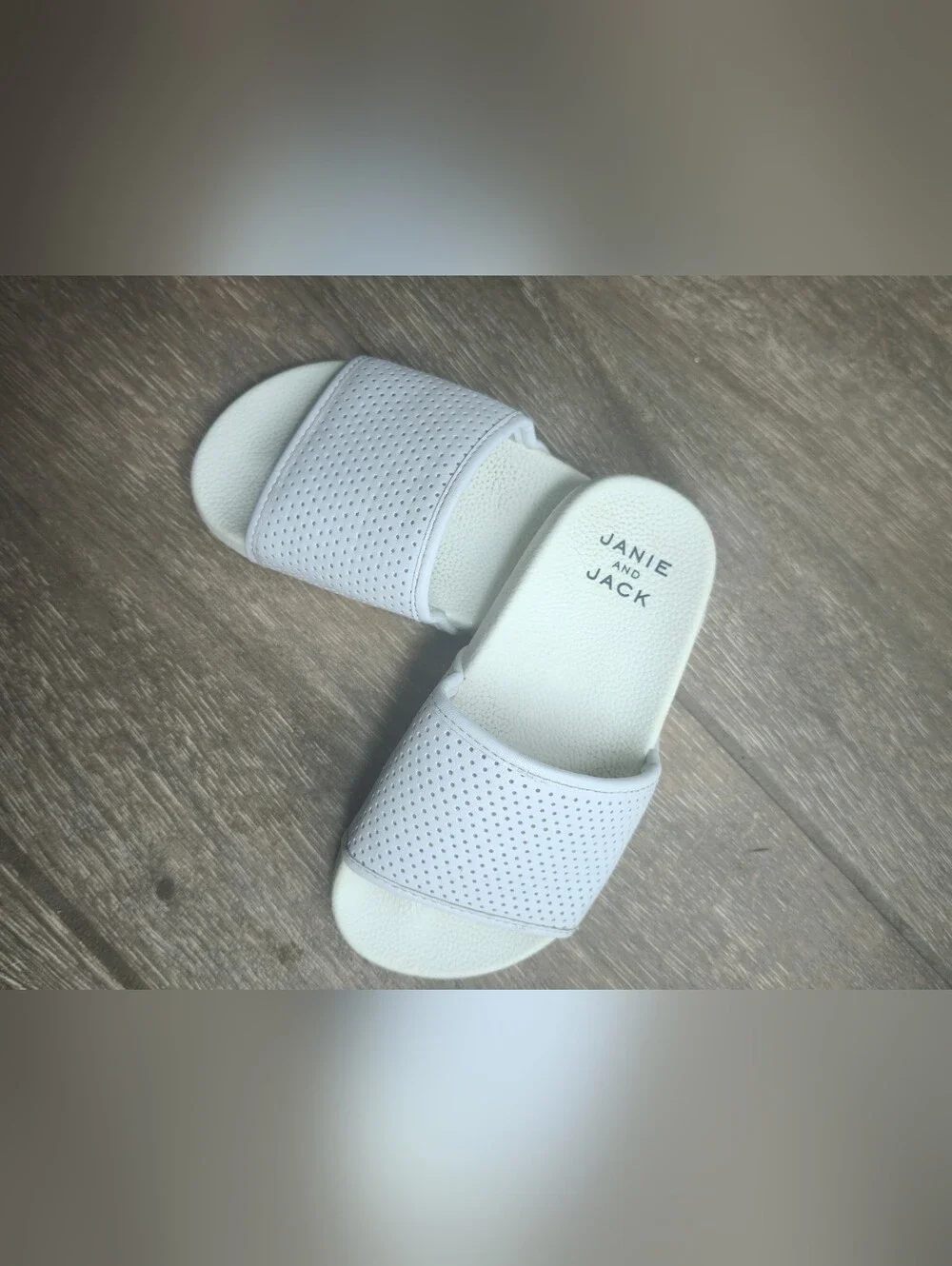 Janie and Jack Girls White Perforated Slide Sandals